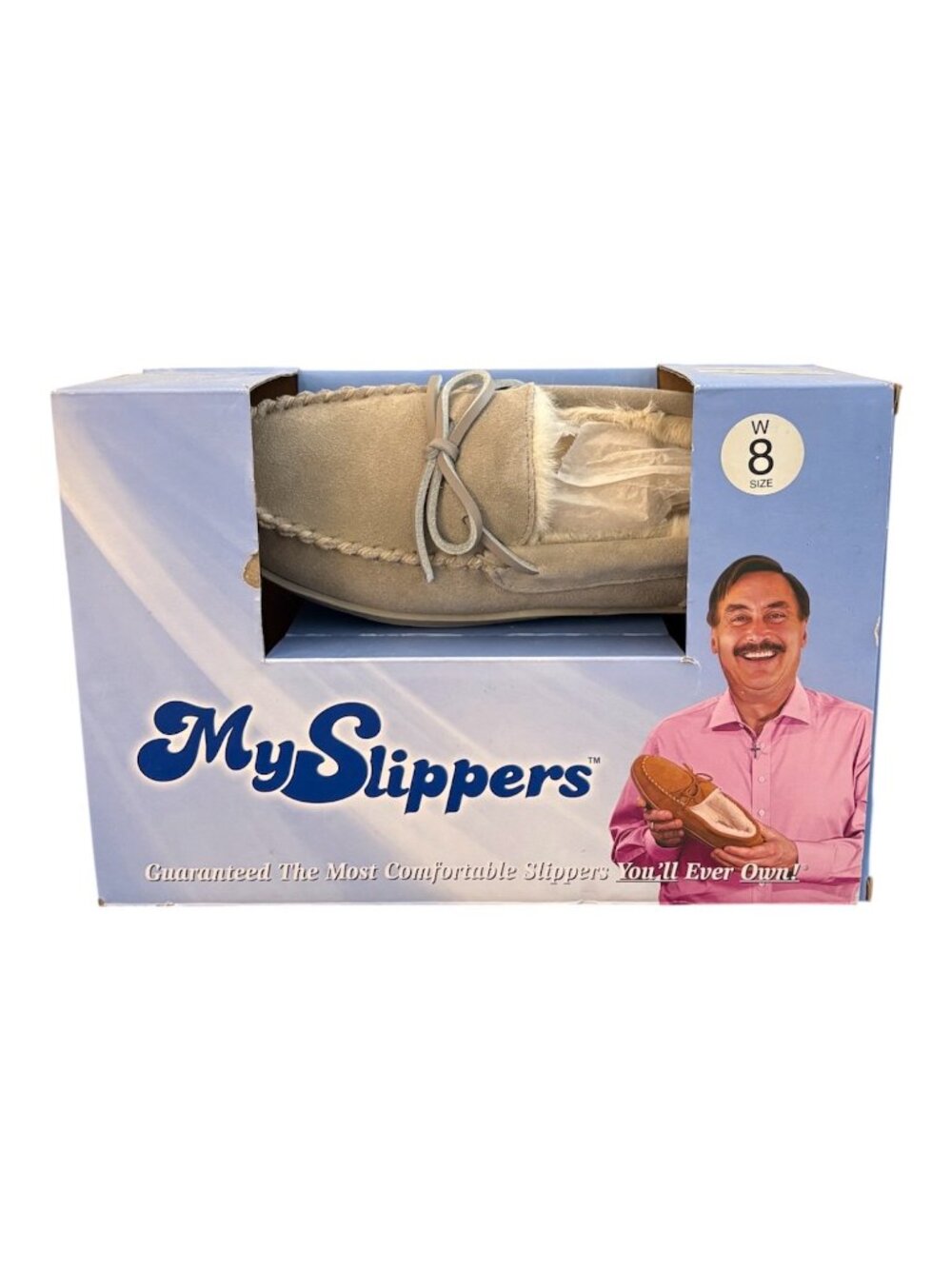 My Slippers Women's Suede Moccasin Memory Foam Faux Fur Gray W US 8 NEW